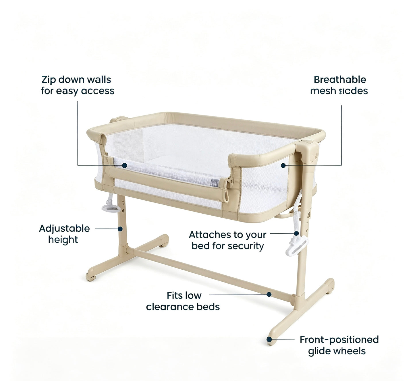 2‑in‑1 Bedside Baby Co‑Sleeper Bassinet