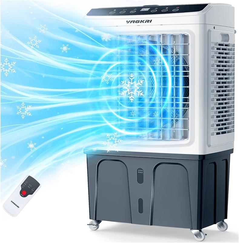 35-45L Evaporative Swamp Cooler, 2100-3000CFM, 120° Oscillation, Remote, 24H Timer, 3 Speeds Indoor Outdoor