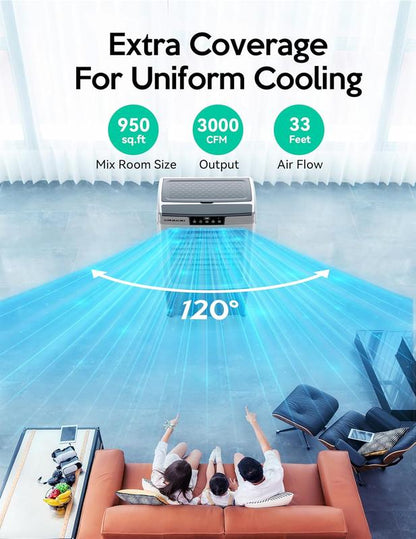 35-45L Evaporative Swamp Cooler, 2100-3000CFM, 120° Oscillation, Remote, 24H Timer, 3 Speeds Indoor Outdoor