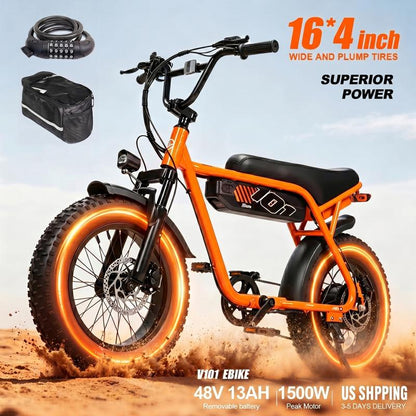 7-Speed All-Terrain E-bike, 1500W Motor, 28MPH, NFC Unlock, 50-60 Miles Riding Range