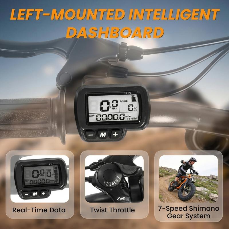 7-Speed All-Terrain E-bike, 1500W Motor, 28MPH, NFC Unlock, 50-60 Miles Riding Range