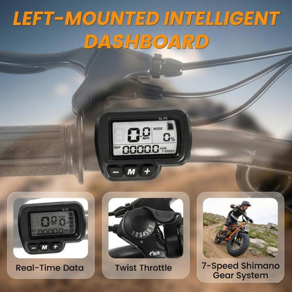 7-Speed All-Terrain E-bike, 1500W Motor, 28MPH, NFC Unlock, 50-60 Miles Riding Range